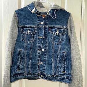 Woman’s Levi denim jacket with hoodie arms and hood
